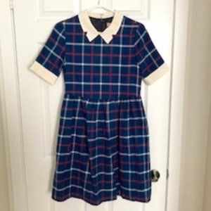 Miss Patina Blue Plaid Dress - Size Small